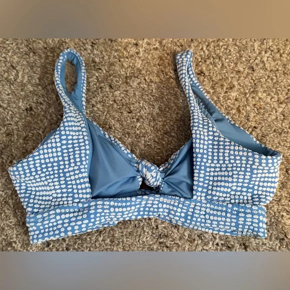 NWT Aerie Blue Polka Dot Tie Bikini Top - Picture 2 of 3